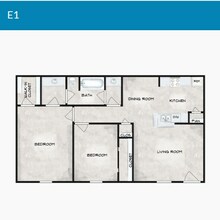 2 Bedroom 1 Bathroom 702 floor plan